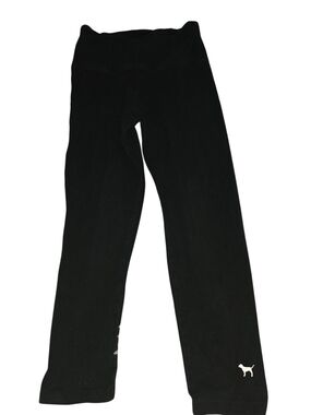 Womens Black Yoga Leggings with Small Dog Logo Pink Victorias Secret M/170/72a
